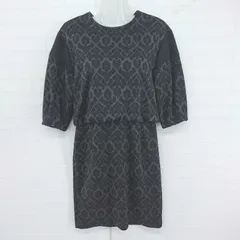 ◇ KBF URBAN RESEARCH 総柄 ノーカラー 八分袖 ミニ ワンピース サイズF グレージュ系 ブラック レディース E  【中古】 【1305250033280】のサムネイル