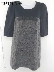 ◇ UNIVERVAL MUSE ユニバーバル ミューズ 七分袖 ミニ ワンピース ブラック系 レディース  【1109130000221】