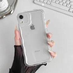 【新品】iPhone ZTOFERA XRケース用、クリア可愛いうねうね波状フレームデザイン携帯ケース、ソフトTPU軽量アンチ黄変衝撃電話カバーiPhone XR用、透明な