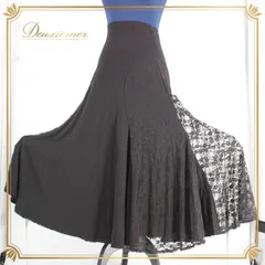 社交ダンス 衣装 スタンダード スカート レッスンウェア レディース オールシーズン ブラック系 黒 レース シンプル 上品 花柄 フォーマル 練習着 スカート丈 86.5cm ウエストゴム 伸縮性 ポリエステル ポリウレタン 花柄レース