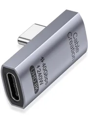★USB4変換アダプター，CableCreation L型設計 Type-Cオスメス変換アダプタ USB-Cアダプター USB-C - USB-C変換コネクタ 右＆左90度角度 USB 4 (オス) to (メス)延長アダプタ (3A/10G)
