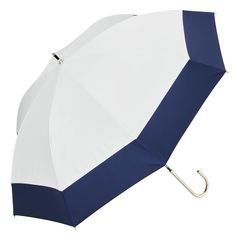 Waterfront 長傘 日傘兼用雨傘 スレンダーハンドルUVブロック 切り継ぎホワイト×ネイビー 50cm おしゃれなゴールドハンドル UVカット 99.9% レディース S150-0822WH1-BH 0