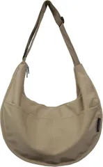 Raizm 軽くて大容量ショルダーバッグ メッセンジャーバッグ メンズ レディース A4 通学 軽量 ナイロン 無地 ハーフムーン(ベージュ)