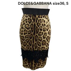美品ドルチェアンドガッバーナ　DOLCE&GABBANA レオパード柄　美形タイト　スカート  36、S レディース　S5Q629