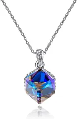 CHLOEOS ネックレス レディース ペンダント 人気 可愛 女性 元素採用 ノンアレルギー 誕生日記念日 へバレンタインのプレゼント( ネイビー/シルバー)