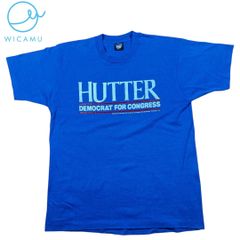 ✨激レア✨80s 90s USA製 SCREEN STARS BEST シングルステッチ ヴィンテージTシャツ XL 青 POLITICAL CAMPAIGN Hutter Democrat for Congress アメリカ製 古着 アメカジ