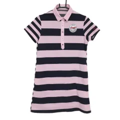 マンシングウェア 半袖ポロワンピース ピンク×ネイビー ボーダー レディース M ゴルフウェア Munsingwear