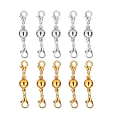 【新着商品】ネックレス 留め具 マグネット留め具 簡単装着 磁気クラスプ エンドパーツ ジュエリー用 延長用金具 DIY用 クラフト作り アクセサリーパーツ 10個セット (球形)