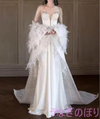 ビジューがゴージャスなロングショール付き ベア ロングドレス