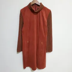 #wnc レリアン Leilian ワンピース 11 茶 スエード調 ニット リブ 切替 ハイネック レディース [805275]