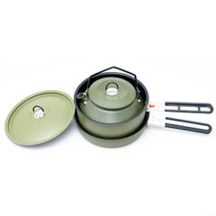 アウトドア調理器具セット グリーン キャンプ用 折畳み式 食器付き 2-3人用 完全セット