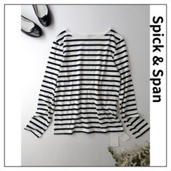 ◯新品 22AW 定価9680円 Spick & Span スピックアンドスパン GIZAcotton ボーダー ロンT 長袖 カットソー Tシャツ プルオーバー Free 黒 ブラック 白 ホワイト (109Y＋3647)25A