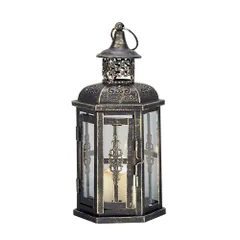 【迅速発送】JHY DESIGN キャンドルホルダー 25cm ブィンテージ キャンドルランタン アンティークメタル ロウソク ランタン インテリア 寝室 リピング オフィス バー 飾 プレゼント（ブラック）