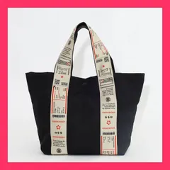 再入荷 定番 人気商品【COOCO】オリジナル柄テープ トートバッグ ブラック