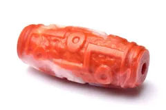 【１点物】マットな質感 南紅瑪瑙(ナンホーン)水晶共生　35x14mm　九眼天珠(貫通穴) ビーズ パワーストーン 天然石 _PC2963