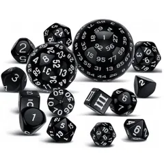 Nomadra ダイス サイコロ 100面ダイス dice 多面体ダイスセット ブラック 100面 24面 20面 12面 10面 8面 6面 4面 チンチロ さいころ ホワイト数字入り テーブルゲーム用 