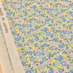 約110×50㎝　小花 花柄ブロード KTS3751-B ブルー 生地 布地 布 ハンドメイド