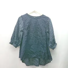 ◇ McGREGOR マックレガー シンプル ドット 水玉 ラウンドネック 五分袖 カットソー サイズM ネイビー レディース E  【1309040097766】