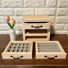 【5色から選べる】【ベロアトレイ付き】アクセサリー収納 ジュエリーボックス