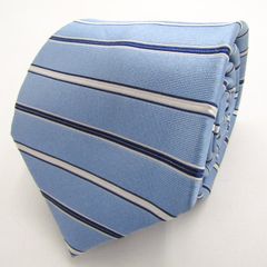メイル&コー ブランド ネクタイ ストライプ柄 ボーダー柄 シルク PO メンズ ブルー MALE & Co 【中古】