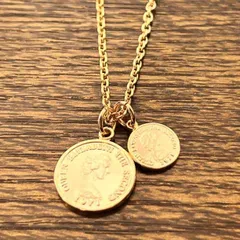 60cm ゴールド ダブルコイン ネックレス メンズ レディース 長め 14K