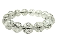 「1点もの 画像現品販売」 ブラックルチルクォーツ 14mm ブレスレット パワーストーン 天然石(17.8cm)