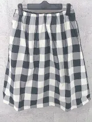 ◇ BEAUTY&YOUTH UNITED ARROWS ウエストゴム ブロック チェック 膝丈 スカート 表記なし ブラック アイボリー *  【1002798862807】