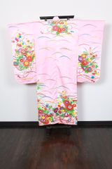 アンティーク 着物 しつけ糸付き 七五三 女の子 7歳 紋錦紗 薬玉 