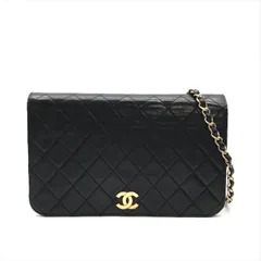 良品 CHANEL シャネル ココマーク マトラッセ ラムスキン チェーン ショルダー バッグ ブラック プッシュロック レディース a8756