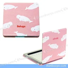 シロイルカ グッズ コンパクトミラー 四角 拡大鏡 ワールド商事 携帯用ミラー ベルーガ 水族館グッズ