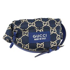 GUCCI ラージ ベルトバッグ ボディバッグ GGポリエステル ナイロン ネイビー系 767934