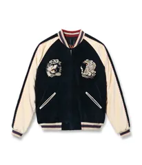 Mid 1950s Style Velveteen (Two-tone) × Acetate Souvenir Jacket “WHITE DRAGON” × “EAGLE”