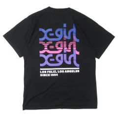 良品 X-girl エックスガール バックロゴ プリント Tシャツ オーバーサイズ 半袖 カットソー M 黒 ブラック レディース 古着 中古 USED
