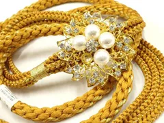 平和屋着物●和装小物　振袖用帯締め　装飾　パール　ラインストーン　金糸　撚り房　逸品　未使用　AAAW4499ay