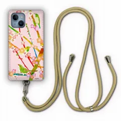 [iPhone15] スマホショルダー スマホケース iPhoneSE 第3世代 ケース 動物 アニマル柄 アイフォン15 14 13 12 SE 第2世代 スマホケース カバー ショルダーストラップ 肩掛け 斜め掛け 梅とウグイス ピンク