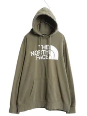 【お得なクーポン配布中!】 ノースフェイス プリント スウェット フード パーカー メンズ XL / 古着 プルオーバー 裏起毛 トレーナー アウトドア 大きいサイズ カーキ