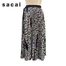 美品☆sacai サカイ パッチワーク チェック 異素材切替 スカート 2