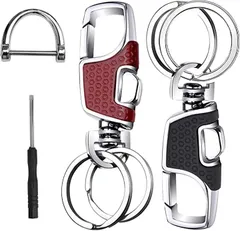 roseddy キーホルダー 車 キーリング メンズ おしゃれ カラビナ 1セット2個、ブラック、 赤( 1セット2個、ブラック、 赤,  M)