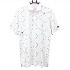 【超美品】プーマ×アーノルドパーマー 半袖ポロシャツ 白×ネイビー 総柄 メンズ US-S ゴルフウェア 2023年モデル PUMA