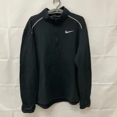 A1245 ナイキ L アメリカ古着 ポリエステル 長袖 ハーフジップ トレーニングシャツ ブラック NIKE メンズ