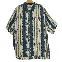 アロハシャツ 総柄 US古着 ボタンダウン オープンカラー 開襟シャツ レーヨンシャツ 半袖 シャツ オーバーサイズ ビッグシルエット China製 メンズ XL ブルー/ホワイト/その他