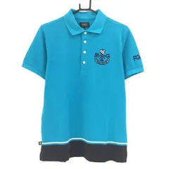 【美品】パーリーゲイツ 半袖ポロシャツ ライトブルー×ネイビー 30周年 ロゴ刺しゅう メンズ 4(M) ゴルフウェア PEARLY GATES
