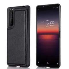 【新着商品】ブラック ） 手帳型（ 手作り ケース 財布型 バックカバー マグネット スマホ 薄 SONY 対応 軽量 SOG04 ポケット収納付き au 背面カバー / 手帳 SO-52B 横置きスタンド機能 iii/docomo 背面型ケース 10 Xpe