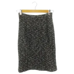 エムズセレクト m’s select スカート ツイード タイト ひざ丈 モザイク ウール混 小さいサイズ 34 黒 ブラック /CK11