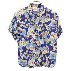 The Disney Store ディズニーストア ミッキーマウス 半袖 アロハシャツ L 10-12 ブルー キッズ 古着