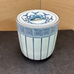 染付 桶側水指 平安玉堂窯 手塚玉堂 作 京焼 茶道具 共箱 水指 美品