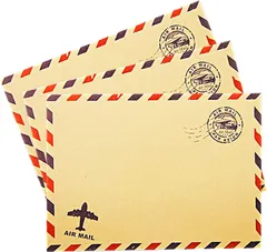 heizi 封筒 おしゃれ エアメール 30枚 はがき 手紙 結婚式 招待状 洋型1号 洋型２号 対応 アンティーク調 (白)