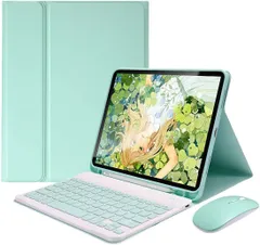 新品 マウス付き iPadPro12.9インチ 第 6 5 4 3 世代 iPadAir13インチ M2 キーボードケース 可愛い キャンディーカラー レディース 分離式 カラーキーボード ケース ペンシル収納 女性 人気 (ミント)