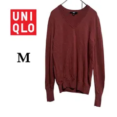 M UNIQLO ユニクロ Vネック ウール100％ セーター ニット 薄手 長袖 エクストラファインメリノリラックスフィットVネックセーター Mサイズ T082_b009