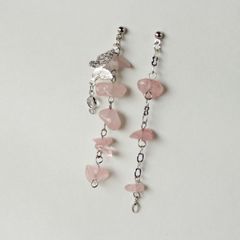 ハンドメイドピアス　ピンクストーンjewelry　A-031